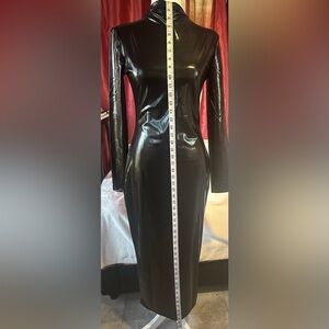 Latex Long Sleeve Bodycon Dress